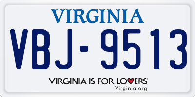 VA license plate VBJ9513