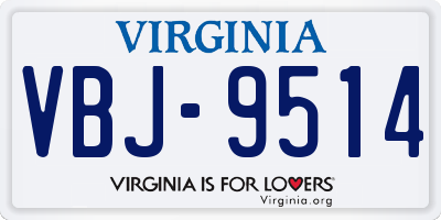 VA license plate VBJ9514