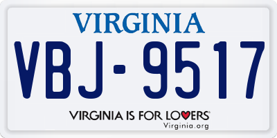 VA license plate VBJ9517