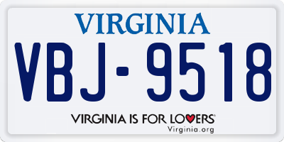 VA license plate VBJ9518