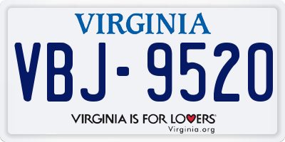 VA license plate VBJ9520
