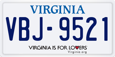 VA license plate VBJ9521