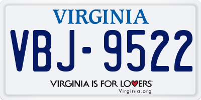 VA license plate VBJ9522