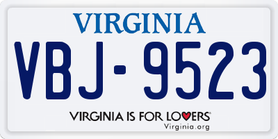 VA license plate VBJ9523
