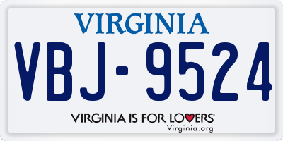 VA license plate VBJ9524