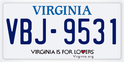 VA license plate VBJ9531