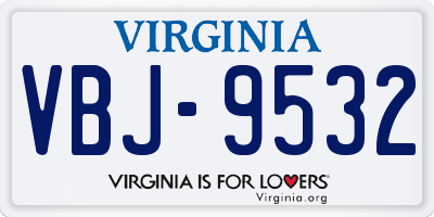 VA license plate VBJ9532