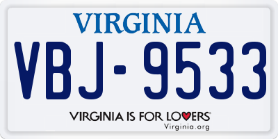 VA license plate VBJ9533