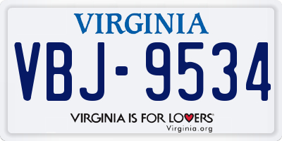 VA license plate VBJ9534