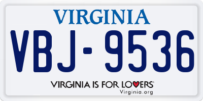 VA license plate VBJ9536