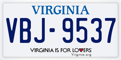 VA license plate VBJ9537