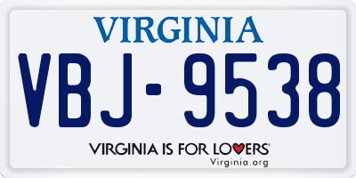 VA license plate VBJ9538