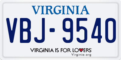 VA license plate VBJ9540