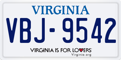 VA license plate VBJ9542