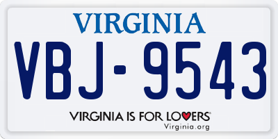 VA license plate VBJ9543