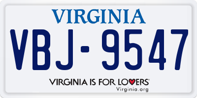 VA license plate VBJ9547