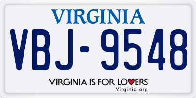 VA license plate VBJ9548