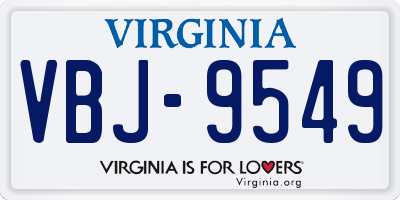 VA license plate VBJ9549