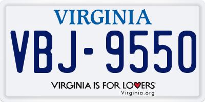 VA license plate VBJ9550