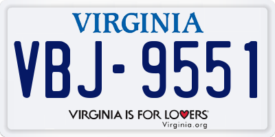 VA license plate VBJ9551