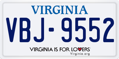 VA license plate VBJ9552