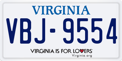 VA license plate VBJ9554