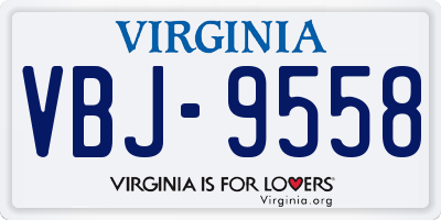 VA license plate VBJ9558