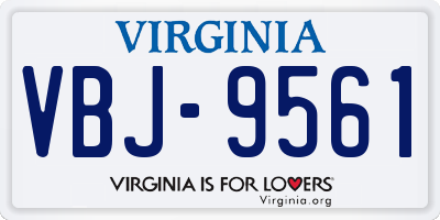 VA license plate VBJ9561