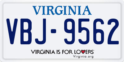 VA license plate VBJ9562