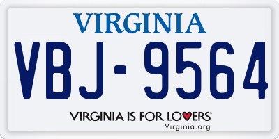 VA license plate VBJ9564