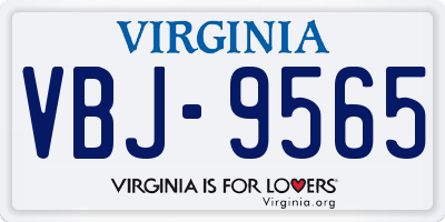 VA license plate VBJ9565