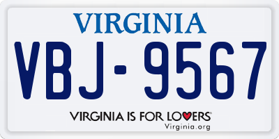VA license plate VBJ9567