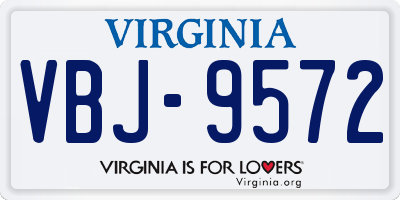 VA license plate VBJ9572