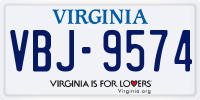 VA license plate VBJ9574