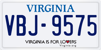 VA license plate VBJ9575