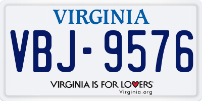 VA license plate VBJ9576