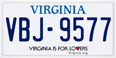 VA license plate VBJ9577