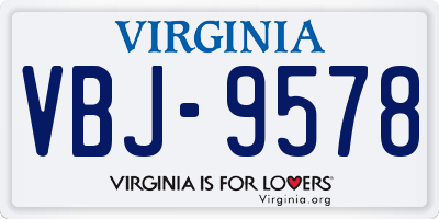 VA license plate VBJ9578