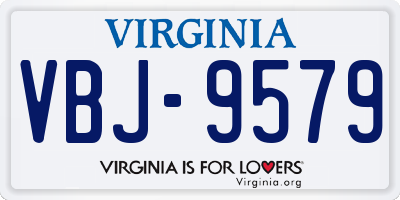 VA license plate VBJ9579