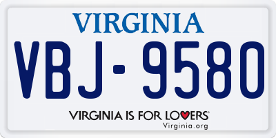 VA license plate VBJ9580