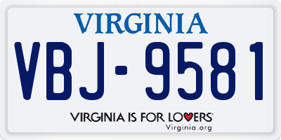 VA license plate VBJ9581