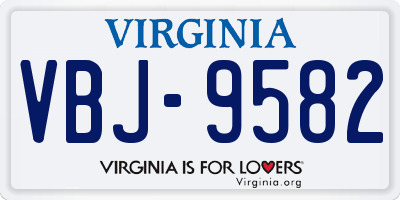 VA license plate VBJ9582