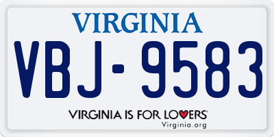 VA license plate VBJ9583