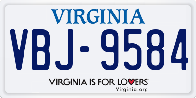 VA license plate VBJ9584