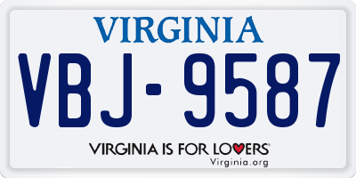 VA license plate VBJ9587