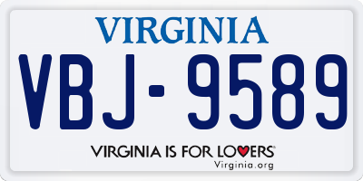VA license plate VBJ9589