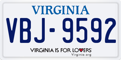 VA license plate VBJ9592