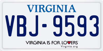 VA license plate VBJ9593
