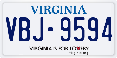 VA license plate VBJ9594
