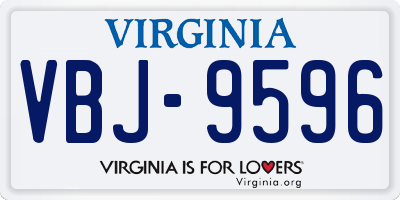 VA license plate VBJ9596
